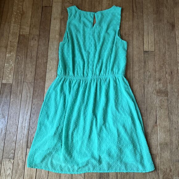 Elle Swiss Dot Green Sleeveless Dress Size 10 - Picture 7 of 7